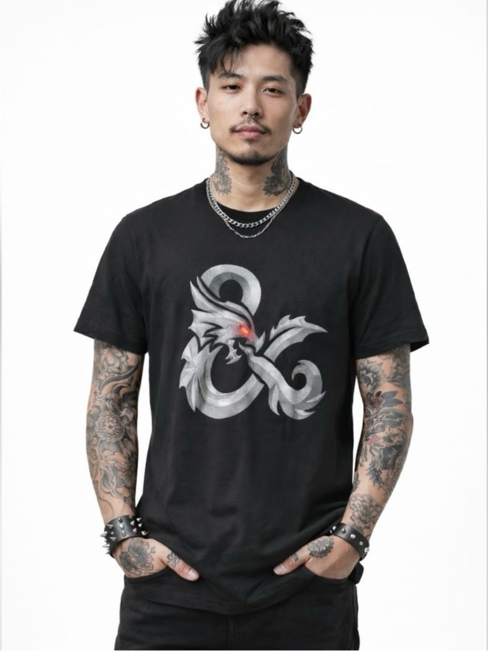 🐶Dungeons & Dragon  Black Graphic  T-Shirt - Size L